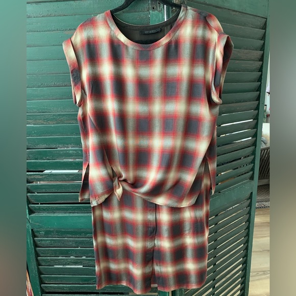 AllSaints “Heny” Tie-Front Check Dress size US 6/ UK 10 - Picture 1 of 11